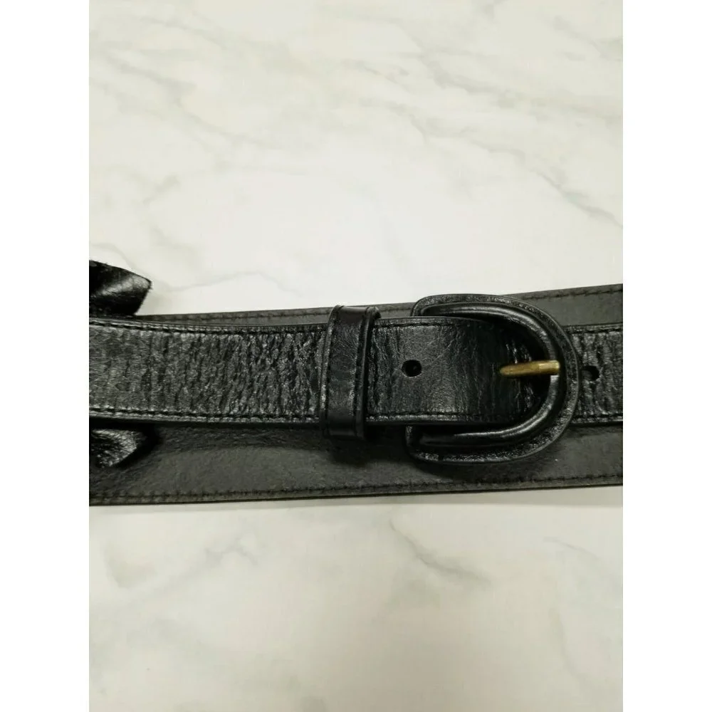 Hobo International  Black Leather Belt‎ ruffles size Medium - Picture 3 of 16
